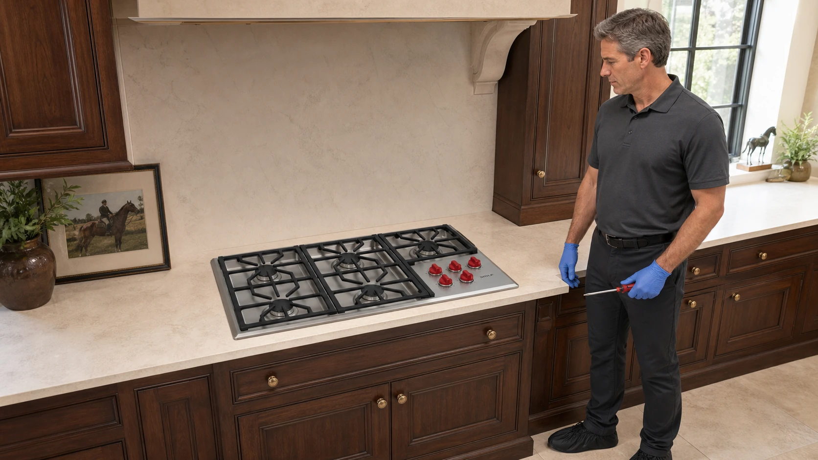 Built-in cooktop diagnostic visit in the service area
