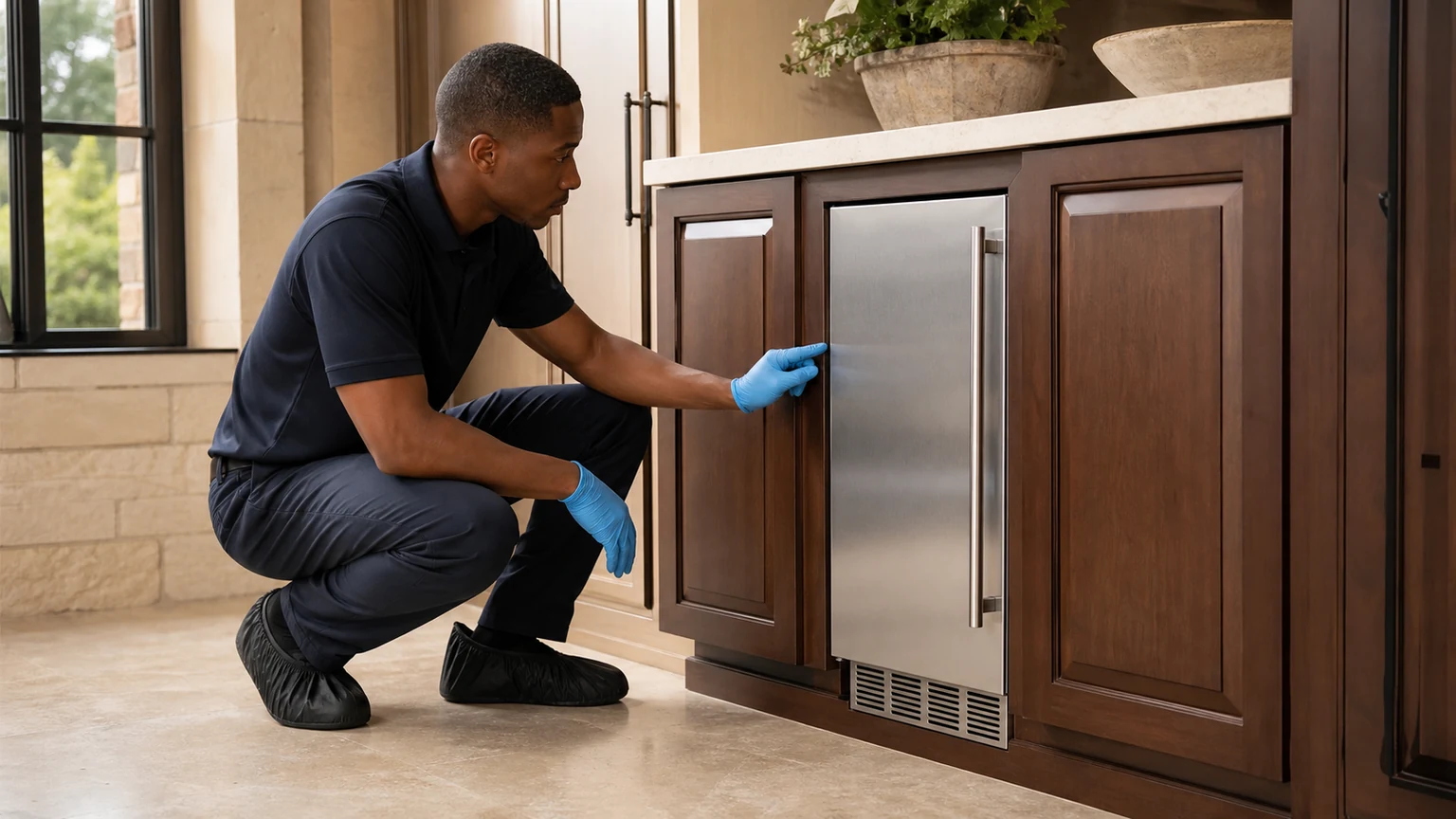 Undercounter ice maker diagnostic visit in the service area